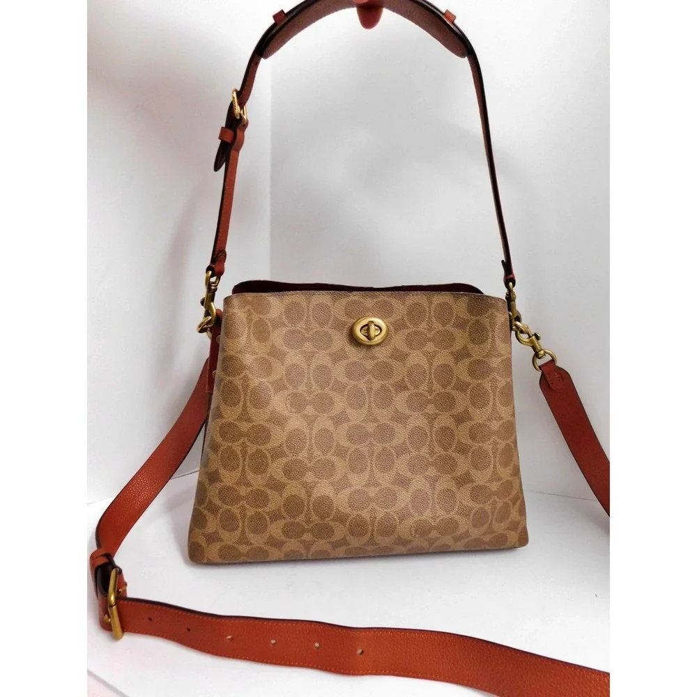 Coach Willow 24‎ Tote Bag Crossbody Signature Canvas Tan Caramel M2478-C8562